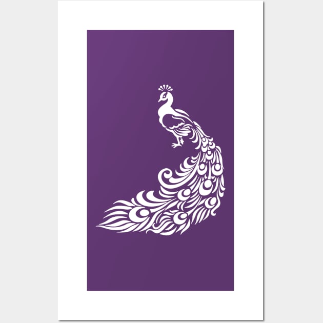 Extravagant White Peacock Wall Art by CeeGunn